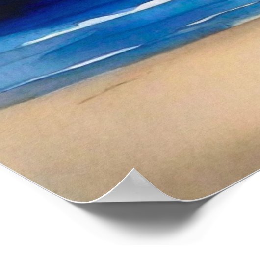 Mädchen am Strand unter einem Vollmond Poster (Ecke)