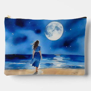 Mädchen am Strand unter einem Vollmond Zubehörtasche
