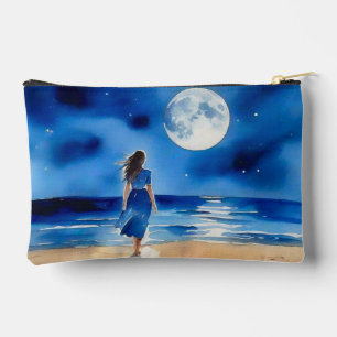 Mädchen am Strand unter einem Vollmond Zubehörtasche