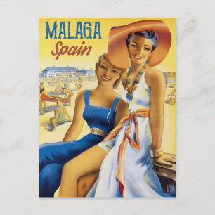 Mädchen am Strand von Malaga, Spanien Postkarte