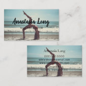 Mädchen am Strand, Yoga Instructor Business Card Visitenkarte (Vorne/Hinten)