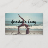 Mädchen am Strand, Yoga Instructor Business Card Visitenkarte (Vorderseite)