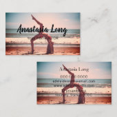 Mädchen am Strand, Yoga Instructor Business Card Visitenkarte (Vorne/Hinten)