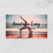 Mädchen am Strand, Yoga Instructor Business Card Visitenkarte (Vorderseite)