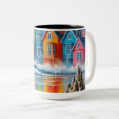 Mädchen am Strand Zweifarbige Tasse (VorderseiteRechts)