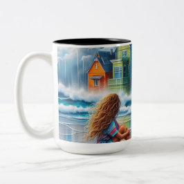 Mädchen am Strand Zweifarbige Tasse