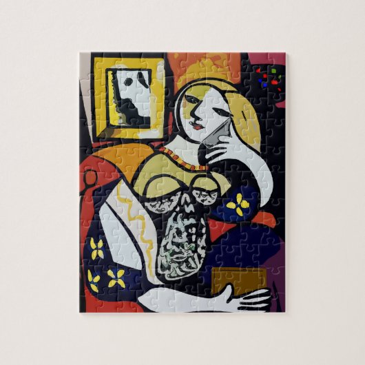 Mädchen am Telefon mit Blume Puzzle (Vertikal)