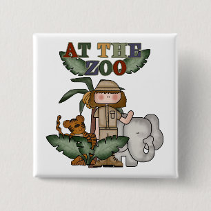 Mädchen am Zoo Button