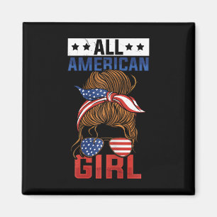 Mädchen Amerikanische Flagge All American Girl 4.  Magnet