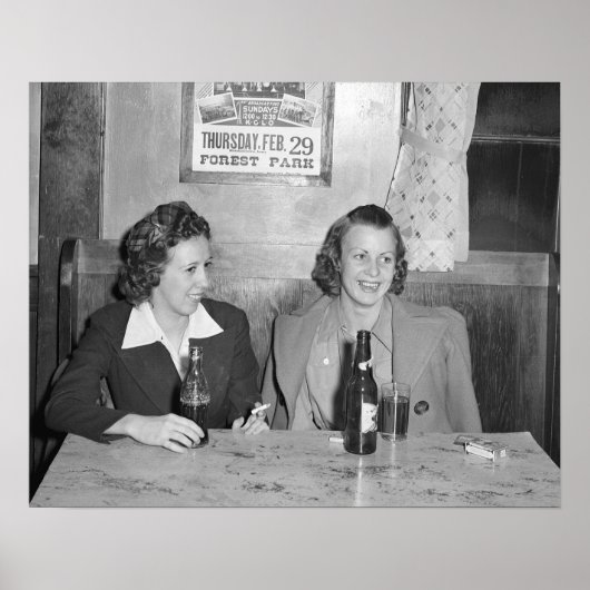 Mädchen an der Bar, 1940. Vintages Foto Poster (Vorne)