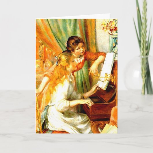 Mädchen an der Klavier-Gruß-Karte Karte (Vorderseite)