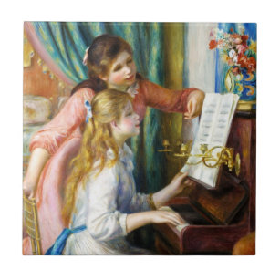 Mädchen an der Malerei Klavier-Pierres Auguste Fliese