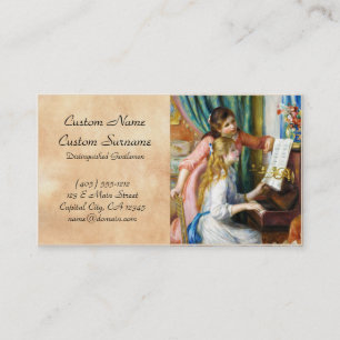 Mädchen an der Malerei Klavier-Pierres Auguste Visitenkarte