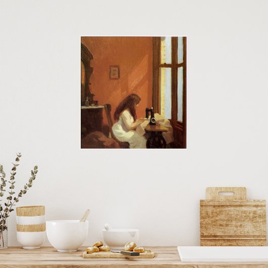 Mädchen an der Nähmaschine, Edward Hopper Poster (Küche)