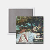 Mädchen an der Seine, nach Courbet Gustave Magnet (Vorderseite/Rückseite)