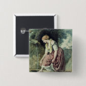 Mädchen an einem Rohr Button (Vorne & Hinten)