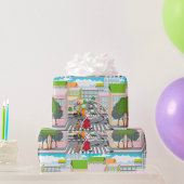 Mädchen an einer Fußgängerüberquerung Geschenkpapier