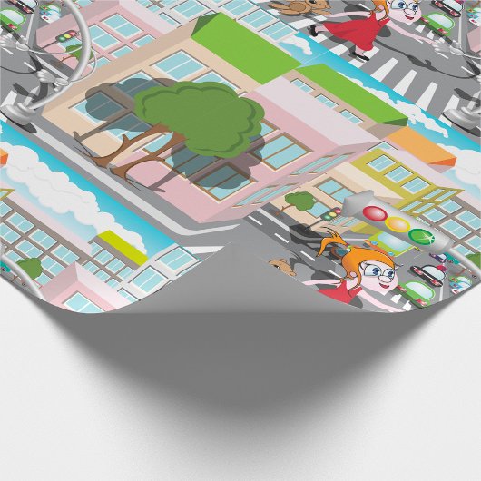 Mädchen an einer Fußgängerüberquerung Geschenkpapier