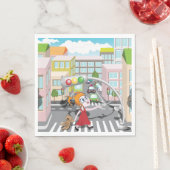 Mädchen an einer Fußgängerüberquerung Serviette (Beispiel)