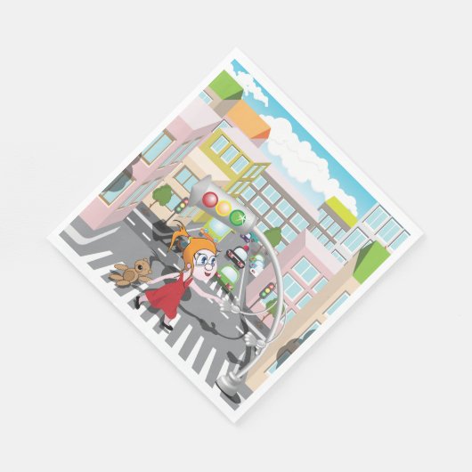 Mädchen an einer Fußgängerüberquerung Serviette (Ecke)