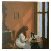 Mädchen an einer Nähmaschine (von Edward Hopper) Fliese (Vorderseite)