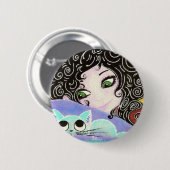 Mädchen an Katze 1 Button (Vorne & Hinten)