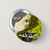 Mädchen an Katze 2 Button (Vorne & Hinten)