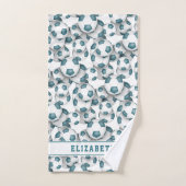 Mädchen aquamarine weiße Fußbälle Muster personali Badhandtuch Set (Handtuch)