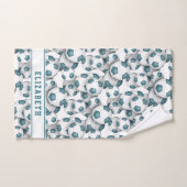 Mädchen aquamarine weiße Fußbälle Muster personali Badhandtuch Set (Handtuch)