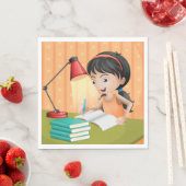 Mädchen arbeiten an einem Schreibtisch Napkins Serviette (Beispiel)