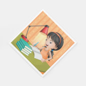 Mädchen arbeiten an einem Schreibtisch Napkins Serviette (Ecke)