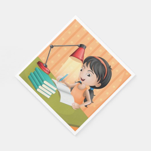 Mädchen arbeiten an einem Schreibtisch Napkins Serviette (Ecke)