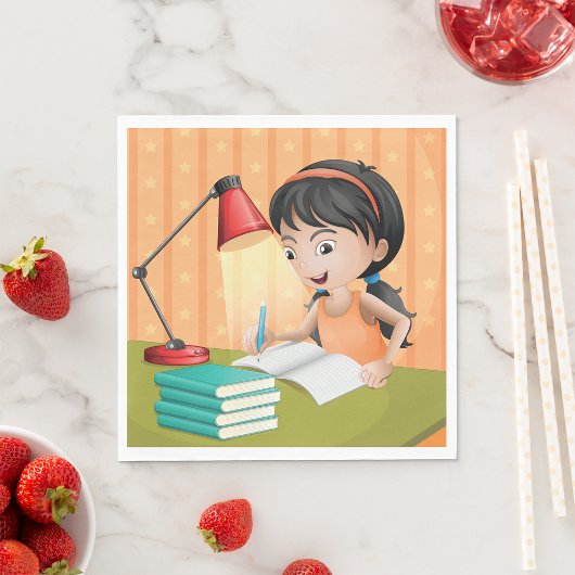 Mädchen arbeiten an einem Schreibtisch Napkins Serviette