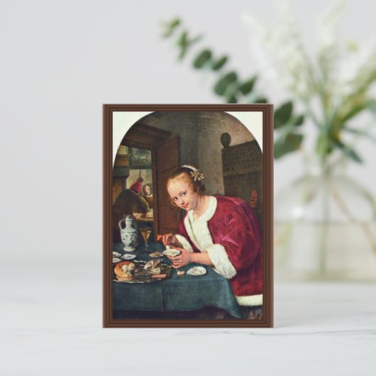 Mädchen aß Austern, Oestereetstertje von Jan Ste. Postkarte (Stehend Vorderseite)
