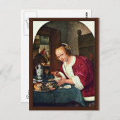 Mädchen aß Austern, Oestereetstertje von Jan Ste. Postkarte (Vorne/Hinten)