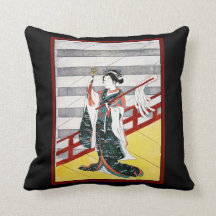 Mädchen auf Balkon Woodblock Japan