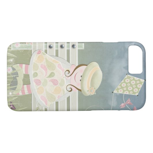 Mädchen auf Bank mit Drachen Case-Mate iPhone Hülle (Rückseite (Horizontal))