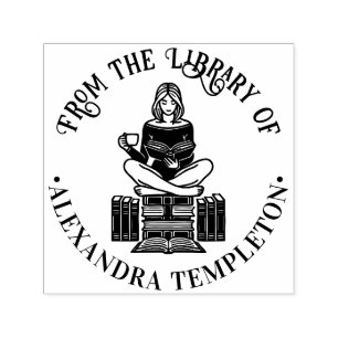 Mädchen auf Büchern gelesen #2 Bibliotheksname Permastempel