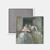 Mädchen auf dem Balkon, 1855-60 Magnet (Vorderseite/Rückseite)