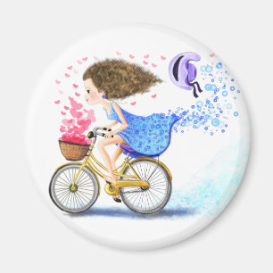 Mädchen auf dem Bike Magnet Romantische Liebe Gesc