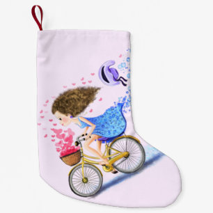 Mädchen auf dem Bike Weihnachten Strumpf Romantisc Kleiner Weihnachtsstrumpf
