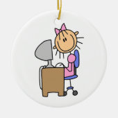 Mädchen auf dem Computer Keramikornament (Vorne)