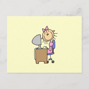 Mädchen auf dem Computer Postkarte