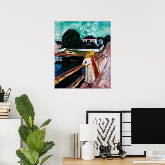 Mädchen auf dem Pier von Edvard Munch Poster (Heimbüro)