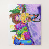 Mädchen auf dem Rad mit Tulips Puzzle Malerei (Vertikal)