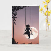 Mädchen auf dem Swing mit dem Gedanken an Sie Karte (Gelbe Blume)