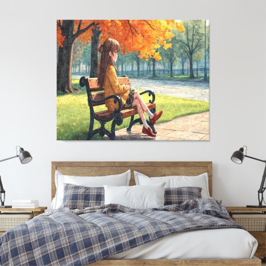 Mädchen auf der Bank Leinwanddruck (Insitu (Schlafzimmer))