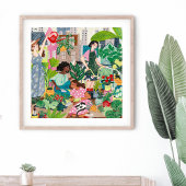 Mädchen auf der Dachterrasse Poster