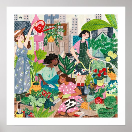 Mädchen auf der Dachterrasse Poster (Vorne)