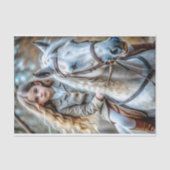 Mädchen auf der Dekoupage des Weißen Horns Seidenpapier (Vorderseite)